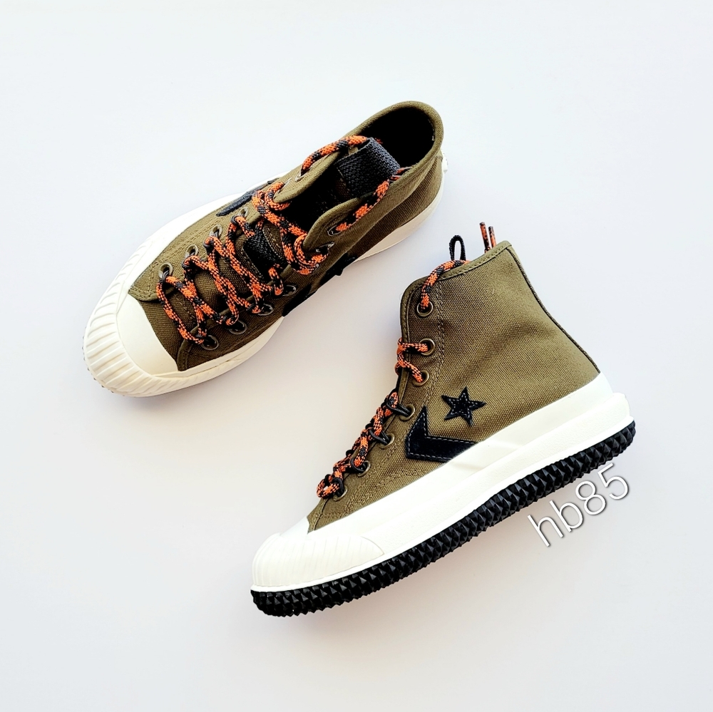 Converse Bosey MC HI Surplus Olive Green Campfire Orange Women's 5.5 - Picture 2 of 6
